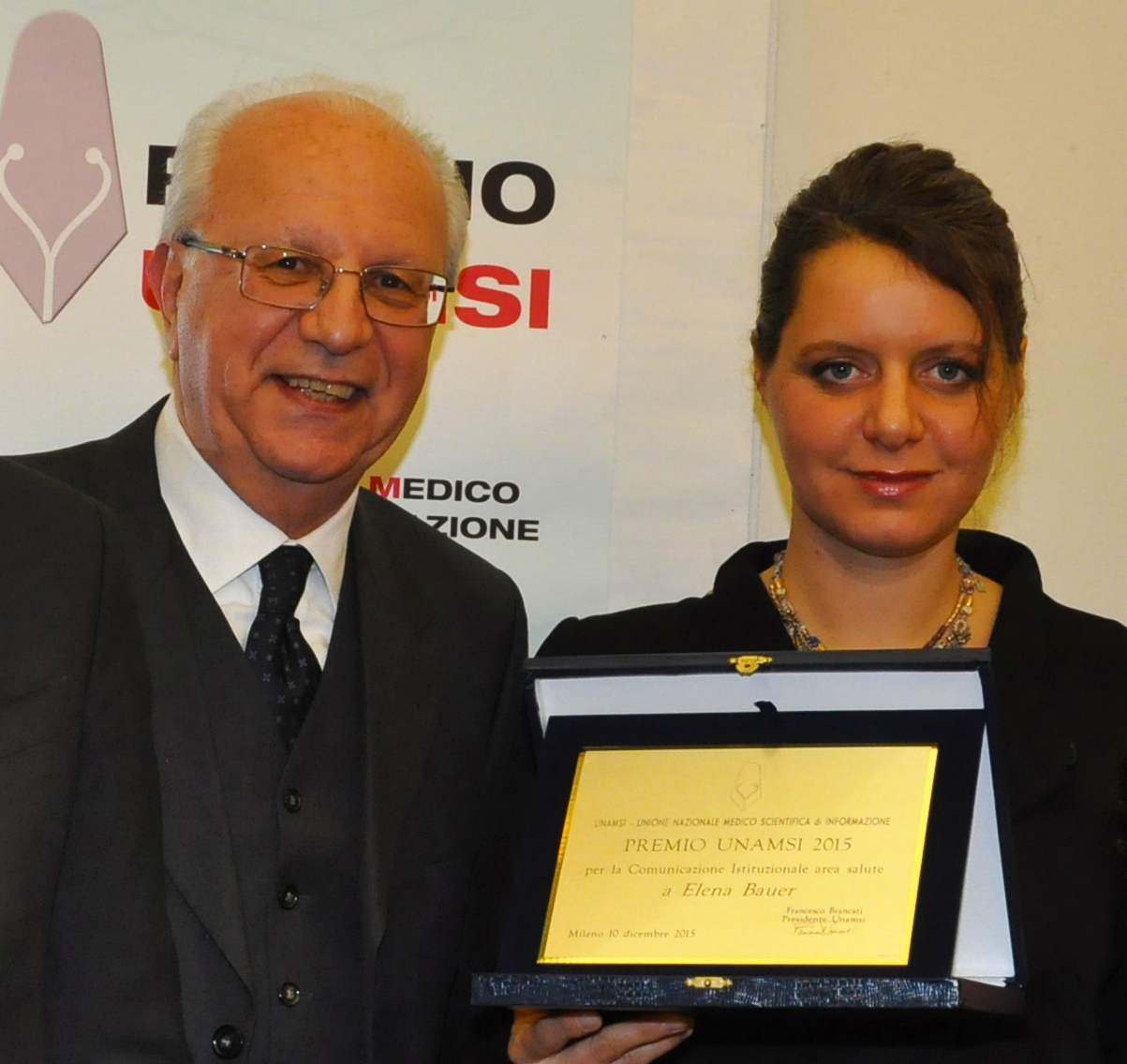 Elena Bauer con Francesco Brancati, Presidente Unamsi